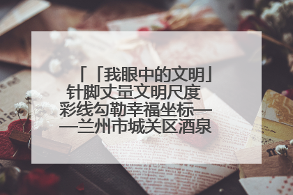 「我眼中的文明」针脚丈量文明尺度 彩线勾勒幸福坐标——兰州市城关区酒泉路街道办事处
