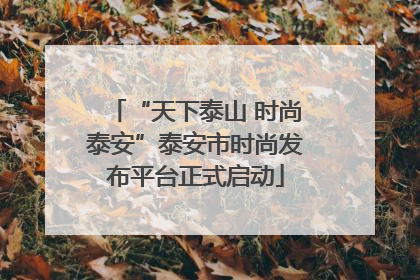 “天下泰山 时尚泰安”泰安市时尚发布平台正式启动