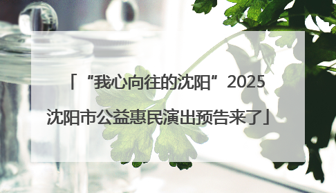 “我心向往的沈阳”2025沈阳市公益惠民演出预告来了