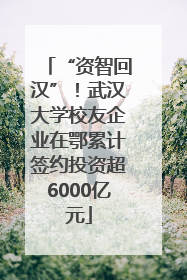 “资智回汉”！武汉大学校友企业在鄂累计签约投资超6000亿元