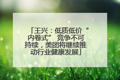 王兴：低质低价“内卷式” 竞争不可持续，美团将继续推动行业健康发展
