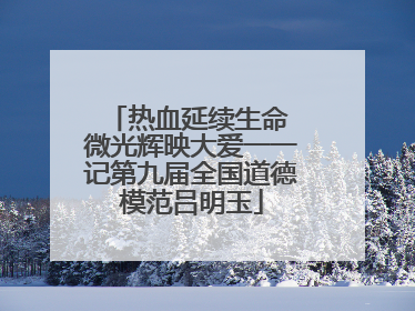 热血延续生命 微光辉映大爱一一记第九届全国道德模范吕明玉