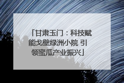 甘肃玉门：科技赋能戈壁绿洲小院 引领蜜瓜产业振兴