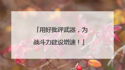 用好批评武器，为战斗力建设增速！