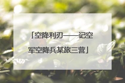 空降利刃——记空军空降兵某旅三营