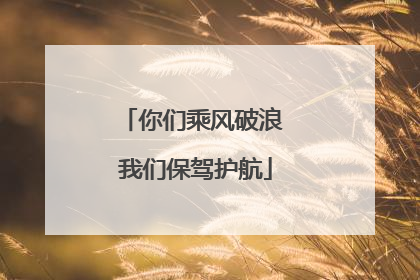 你们乘风破浪 我们保驾护航