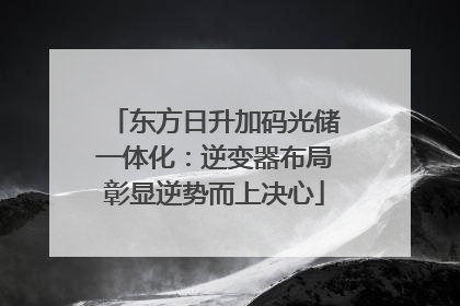 东方日升加码光储一体化：逆变器布局彰显逆势而上决心