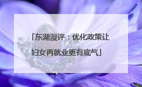 东湖漫评：优化政策让妇女再就业更有底气
