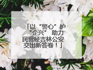 以“警心”护“企兴” 助力民营经吉林公安交出新答卷！