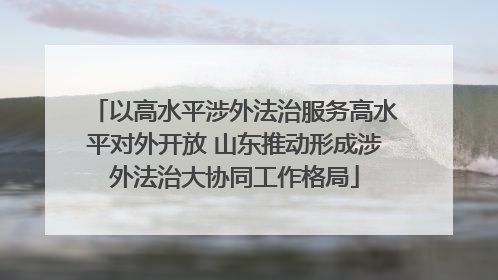 以高水平涉外法治服务高水平对外开放 山东推动形成涉外法治大协同工作格局
