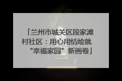 兰州市城关区段家滩村社区：用心用情绘就“幸福家园”新画卷