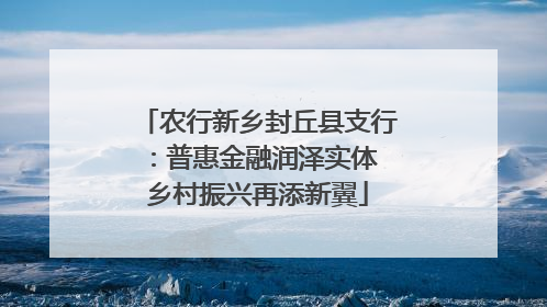 农行新乡封丘县支行：普惠金融润泽实体 乡村振兴再添新翼