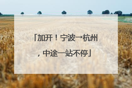 加开！宁波→杭州，中途一站不停