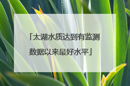 太湖水质达到有监测数据以来最好水平