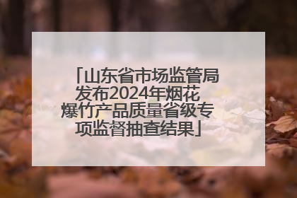 山东省市场监管局发布2024年烟花爆竹产品质量省级专项监督抽查结果
