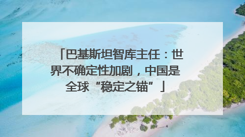 巴基斯坦智库主任：世界不确定性加剧，中国是全球“稳定之锚”