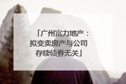 广州富力地产：拟变卖房产与公司存续债券无关