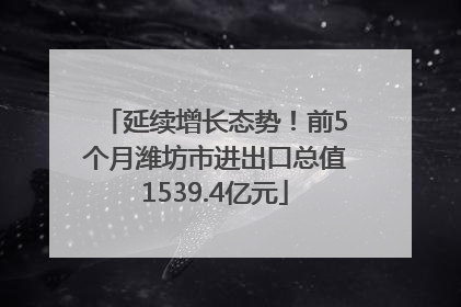 延续增长态势！前5个月潍坊市进出口总值1539.4亿元