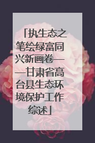 执生态之笔绘绿富同兴新画卷——甘肃省高台县生态环境保护工作综述