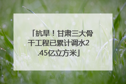抗旱！甘肃三大骨干工程已累计调水2.45亿立方米