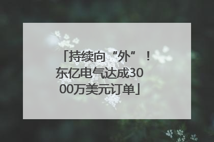 持续向“外”！东亿电气达成3000万美元订单