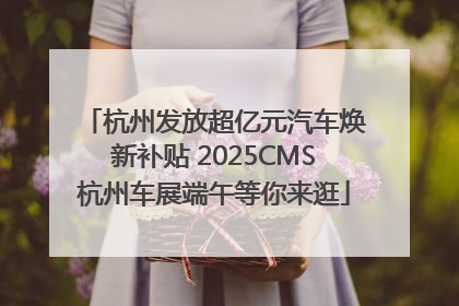 杭州发放超亿元汽车焕新补贴 2025CMS杭州车展端午等你来逛