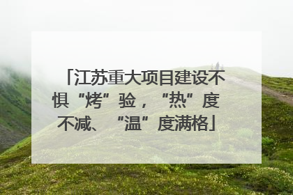 江苏重大项目建设不惧“烤”验，“热”度不减、“温”度满格