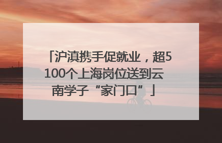 沪滇携手促就业，超5100个上海岗位送到云南学子“家门口”