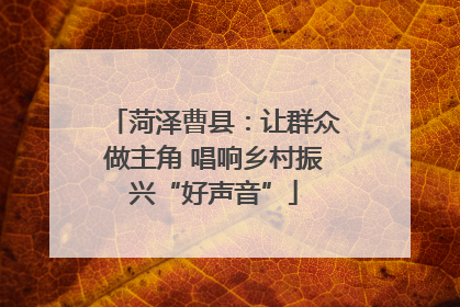 菏泽曹县：让群众做主角 唱响乡村振兴“好声音”