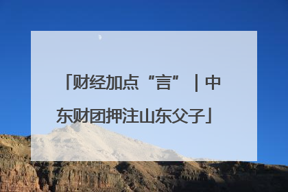 财经加点“言”｜中东财团押注山东父子