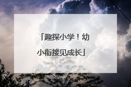 趣探小学！幼小衔接见成长