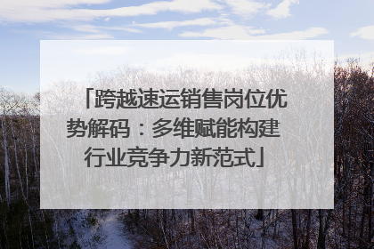 跨越速运销售岗位优势解码：多维赋能构建行业竞争力新范式