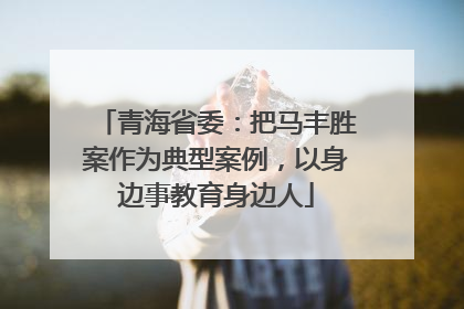青海省委：把马丰胜案作为典型案例，以身边事教育身边人