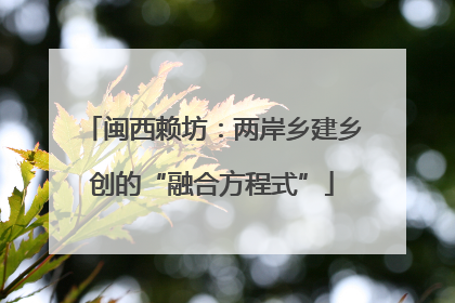 闽西赖坊：两岸乡建乡创的“融合方程式”