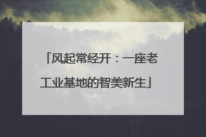 风起常经开：一座老工业基地的智美新生