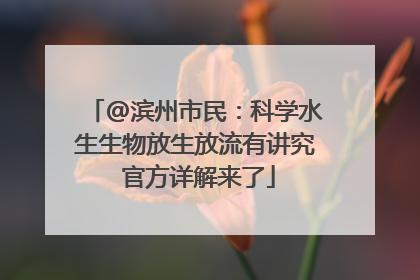 @滨州市民：科学水生生物放生放流有讲究 官方详解来了